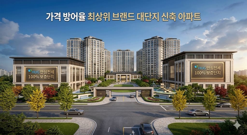 HUG 안심전세 100% 보증이 적용된 1군 브랜드 신축 대단지 아파트 전경
