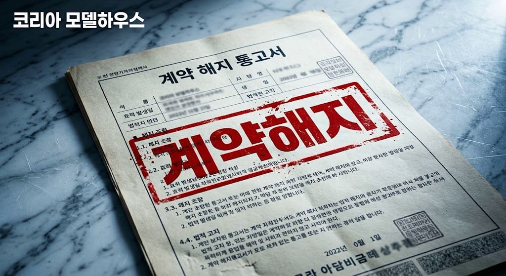 중도금 대출 부적격 통지 이후 시행 주체로부터 발송된 가계 재산 압류 및 위약금 강제 귀속 경고 내용증명 문서