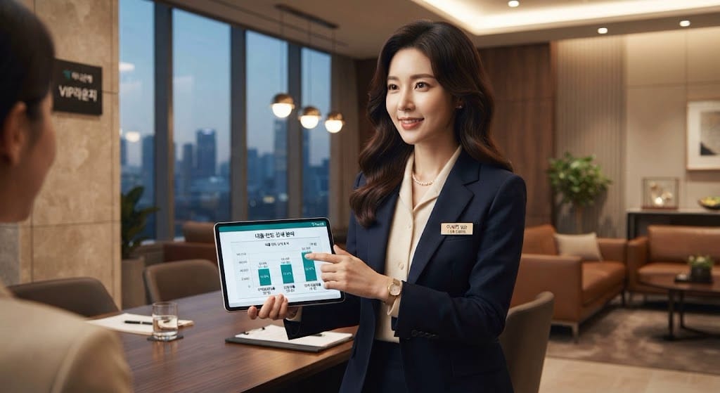 신용대출 DSR 연쇄 작용 점검 금융 상담실에서 전문가가 계약금 정액제 신용대출 DSR 연계 한도 그래프를 설명하는 실무 분석