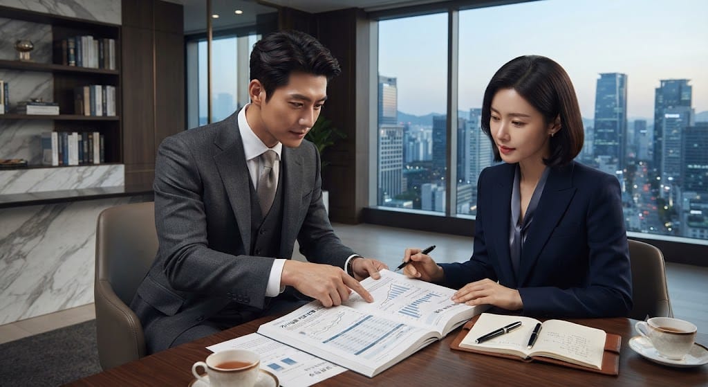 전문가가 주택담보대출 금리 변동 추이와 잔금 대출 상환 지표 서류를 정밀 검토하는 과정