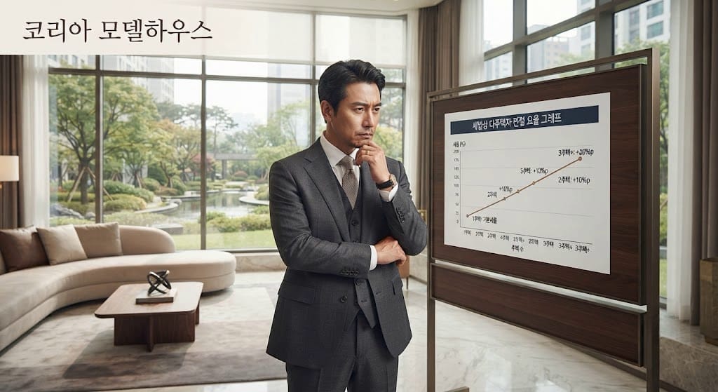전문가가 주택상속 지분 합산에 따른 양도소득세 비과세 박탈 지표 그래프를 검토하는 모습