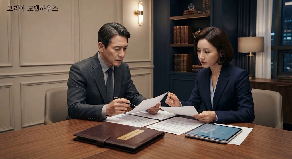 시가인정액 기준 전산망 매칭 추적 프라이빗 세무회계 상담실에서 전문가가 분양권 특수관계인 증여 세무조사 기준 지표 서류를 검토하는 모습